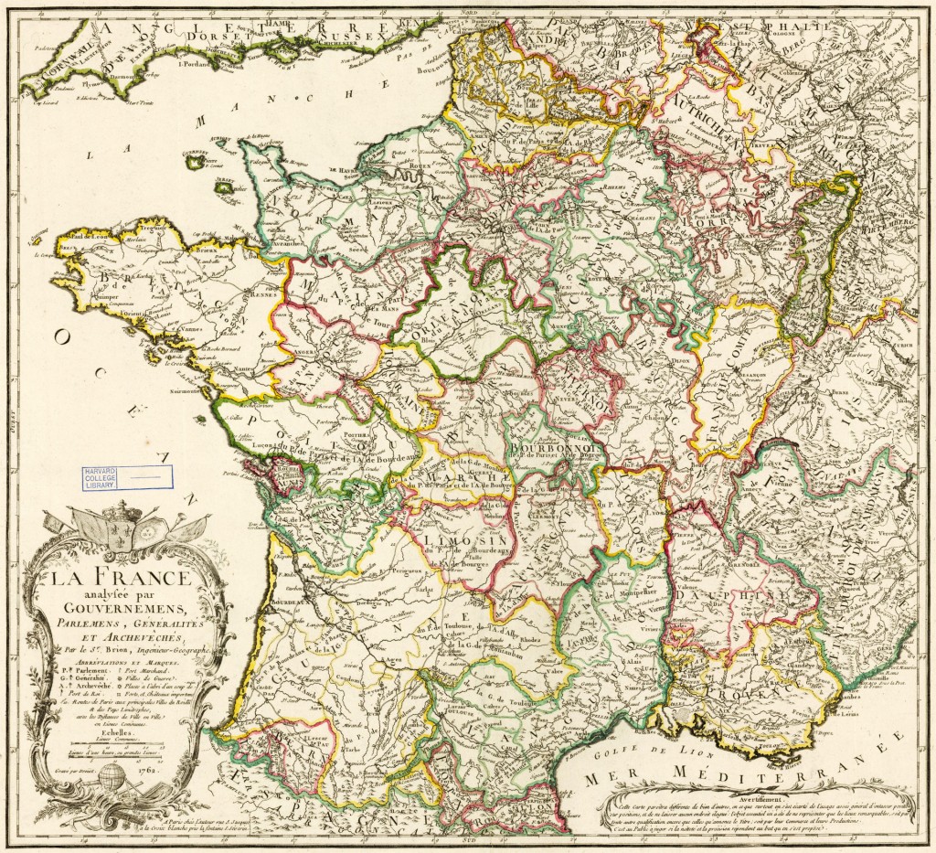 Political Map of France from 1762 as it appears on Robert Darnton's site.