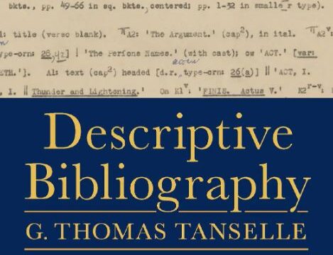 Cover for Tanselle, Descriptive Bibliography book showing an edited typewritten page in the background