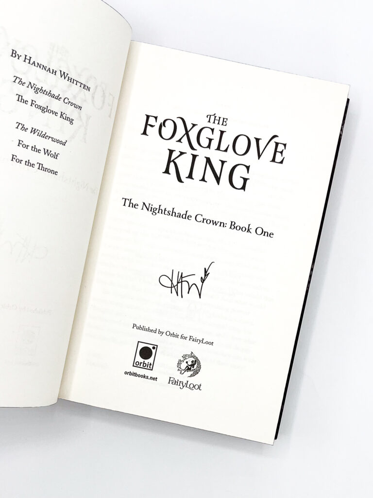 Signed title page images The Foxglove King by Hannah Whitten (2023)