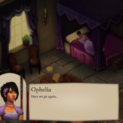 In-game screenshot showing Ophelia awakening.