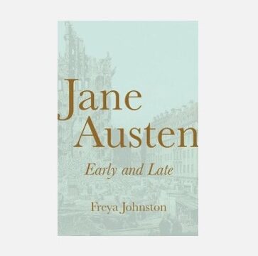 Cover features the book's title and author's name in brown on a pale blue image of a 18th-century streetscape.