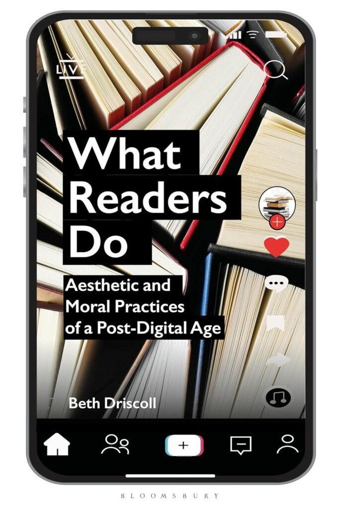 Cover of What Readers Do, showing image of books displayed on a mobile device screen.