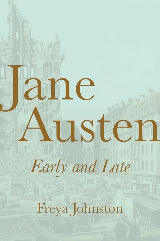 Cover features the book's title and author's name in brown on a pale blue image of a 18th-century streetscape.