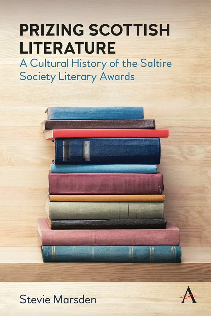 Cover shows the book's title above a color photograph of a stack of books against a beige background.