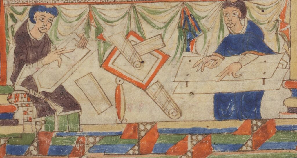 Scribes working on a manuscript