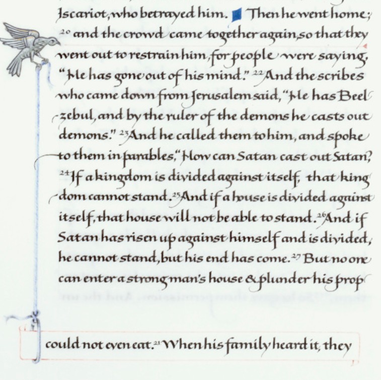 Scribal correction in Mark 4:3–9. Scribed by Sally Mae Joseph.
